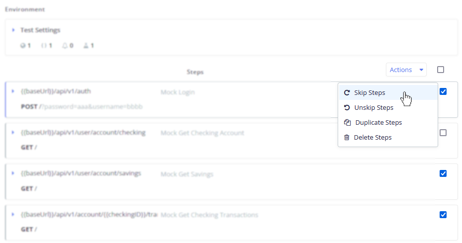 Make Actions on Multiple Test Steps at Once
